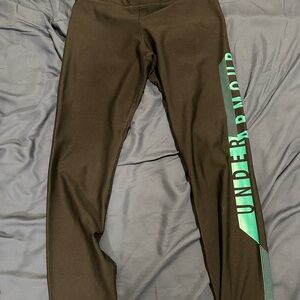 Under Armour Black Leggings with Green Logo